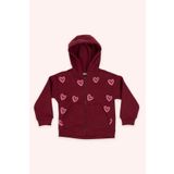 Panço Kız Çocuk Kalp Detaylı Kapüşonlu Bordo Sweatshirt