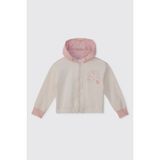 Panço Kız Çocuk Kapüşonlu Fermuarlı Baskılı Ekru Sweatshirt - Bej - 7 Yaş