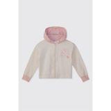 Panço Kız Çocuk Kapüşonlu Fermuarlı Baskılı Ekru Sweatshirt