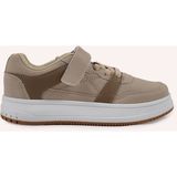 Panço Kız Çocuk Renk Bloklu Cırt Cırtlı Bej Sneaker