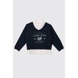 Panço Kız Çocuk Yaka Detaylı Sweatshirt - Lacivert - 12 Yaş