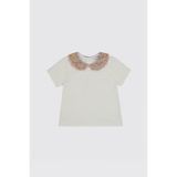 Panço Liberty Kumaş Bebe Yaka Kız Bebek Tişört - Krem - 5 Yaş