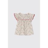 Panço Liberty Kumaş Çiçek Desenli Kız Bebek Bluz - Bej - 7 Yaş