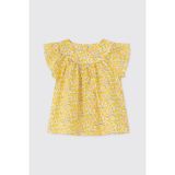 Panço Liberty Kumaş Çiçek Desenli Kız Bebek Bluz - Sarı - 5 Yaş