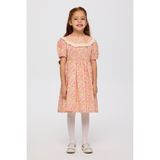 Panço Liberty Kumaş Çiçek Desenli Kız Çocuk Elbise - 5 Yaş - Pembe