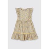 Panço Liberty Kumaş Çiçek Desenli Kız Çocuk Elbise - Sarı - 6 Yaş