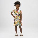 Panço Renkli Leopar Desenli Elbise - Bej - 4 Yaş