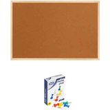 Panda 30X45 cm Ahşap Çerçeveli Mantar Pano + 1 Paket Harita Çivisi PAN114