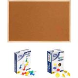 Panda 45x60 Cm Mantar Pano Ahşap Çerçeveli + 1 Paket Harita Çivisi+ 1 Paket Raptiye Pan115 45 x 60 CM
