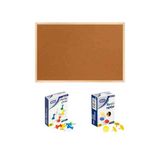 Panda 45X60 Cm Mantar Pano Ahşap Çerçeveli + 1 Paket Harita Çivisi+ 1 Paket Raptiye Pan115