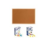 Panda 60X90 Cm Ahşap Çerçeve Mantar Pano + 1 Paket Harita Çivisi + 1 Paket Raptiye Pan116