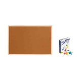 Panda 60X90 cm Kahverengi Ahşap Çerçeve Mantar Pano + 1 Paket Harita Çivisi 18 Adet