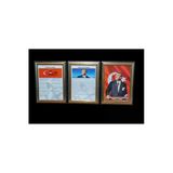 Panda Atatürk-Gençliğe Hitabe-İstiklal Marşı Portre Tablo Köşe 3 Lü Set 45X60cm Yaldizli