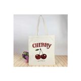 Panda Baskı Tekstil Cherry Baskılı Özel Tasarım 35X40 Cm Ham Bez Çanta %100 Pamuk