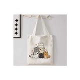 Panda Baskı Tekstil Minik Kediler Baskılı Özel Tasarım 35x40cm %100 Pamuk Ham Bez Çanta