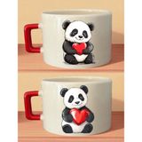 Panda Baskılı Kahve Fincanı - Ev Hediye, Kişiye Özel Hediyeler - Bej