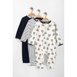 Panda Çizgili Fermuarlı 3lü Tulum Set 9-12-18 Ay Uyku Tulumu Seti - Çok Renkli - 9 - 12 Ay