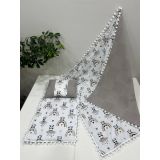 Panda Desenli, Poplin Kumaş, Ponponlu Alt Açma, Yastık ve Battaniye 3'lü Set