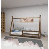 Panda Doğal Ahşap Bebek ve Çocuk Montessori Karyola Ceviz Renk - 140 x 190 cm