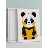Panda Dostları Bebek Odası Kanvas Tablo, Kreş Çocuk Odası Tuval, Dekorasyon, Yenidoğan Hediye