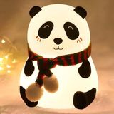 Panda Gece Lambası Silikon LED Işık Çocuk Odası Dekoru Hediye (Gözü Açık)