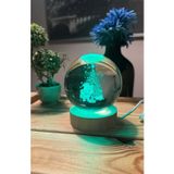 Panda Hediyelik Işıklı Cam Küre Noel Baba Yılbaşı Ağacı 3D Işıklı