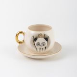Panda Kahve Fincanı Seramik El Yapımı - 1 Adet - 150 ml - Krem