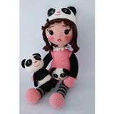 Panda Kız Bebek Amigurumi Organik Oyuncak