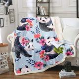 Panda Peluş Battaniye Sevimli Hayvan Desenli Polar Battaniye Kanepe Kanepe için Çiçekli Panda Ayı Baskılı Sherpa Battaniye Karikatür Dev Panda Yatak Dekoru Çift Kişilik 152 cm x 200 cm Sıcak Bulanık