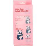 Panda Pembe Mini Cep Islak Mendil