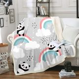 Panda Polar Battaniye Sevimli Hayvan Desenli Sherpa Battaniye Kanepe Kanepe Panda Ayı Baskılı Peluş Battaniye Karikatür Dev Panda Sıcak Bulanık Battaniye Yatak Dekor Çift 152 cm x 200 cm