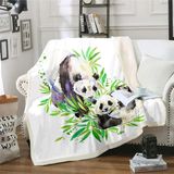 Panda Polar Battaniye Sevimli Hayvan Sherpa Battaniye Çocuklar Çocuklar Gençler için Suluboya Panda Ayı Peluş Battaniye Çekyat Bambu Beyaz, King 200 x 220 cm