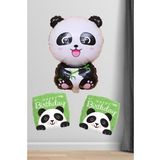 Panda Şekilli Happy Birthday Balon Panda Konsept Doğum Günü Balon Seti