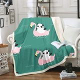 Panda Sherpa Battaniye Sevimli Hayvan Desenli Peluş Battaniye Panda Ayı Baskılı Polar Battaniye Kanepe Kanepe için Flamingo Sıcak Bulanık Battaniye Ultra Yumuşak Yatak Dekoru Çift Kişilik 152 cm x 200