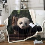 Panda Sherpa Battaniye Sevimli Hayvan Desenli Polar Battaniye Kanepe Kanepe Panda Ayı Baskılı Peluş Battaniye Ultra Yumuşak Sevimli Küçük Panda Dekor Sıcak Bulanık Battaniye Çift Kişilik 152 cm x 200
