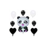 Panda Siyah Beyaz Kalp Set Folyo Balon