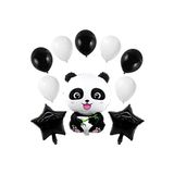 Panda Siyah Beyaz Yıldızlı Set Folyo Balon