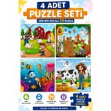 PANDA SOKAĞI 4 Parçalı Montessori Ahşap Puzzle Seti – 2‑3 Yaş Eğitsel Oyun