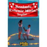 PANDA SOKAĞI Evlilik Teklifi Pankartı, Benimle Evlenir Misin Pankartı, Özel Gün Pankart, Evlilik Teklifi 200x100
