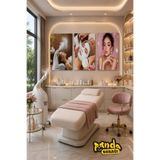 PANDA SOKAĞI Modern Güzellik Salonu Temalı 3'lü Ahşap Tablo Seti 30x42 cm 3 mm MDF UV Baskı Spa, Cilt Bakımı ve Beauty Studio Duvar Dekoru
