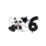 Panda Temalı Yıldız Kalp Folyo Balon Duğum Günü Parti Seti Yaş 1