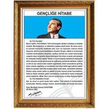 Panda Yaldızlı Çerçeveli Gençliğe Hitabe - Gold - 60x80 cm - Çerçeveli Hazır Panolar