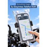 Pandamoto Universal Su Geçirmez Şarj Girişli Motosiklet Scooter Bisiklet ATV Telefon Tutucu Kılıf (Tüm Modellere Uyumlu)