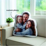 Pandart Aile Fotoğraflı Şekilli Yastık - 40 x 30 cm - 02A-Beyaz
