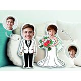 Pandart Fotoğraflı Gelin Damat Şekilli Yastık - 40 x 30 cm - 02A-Beyaz