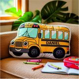Pandart Isme Özel Otobüs Şekilli Yastık - 40 x 30 cm - 001-Renkli