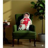 Pandart Kişiye Özel Fotoğraflı Şekilli Futbol Çocuk Yastık - 40 x 30 cm - 02A-Beyaz