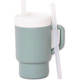 Pandish Mugley Tek Kulplu Pipetli Silikon Bardak Minty Green (4 Adet)