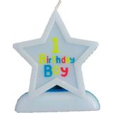 Pandoli 1 Yaş Yıldız Şekilli Birthday Boy Yazılı Mum 5 Adet Mavi Renk 8 x 7 cm - Renkli
