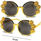Pandoli Altın Renk Retro Çiçekli Parti Gözlüğü Camlı 15x15 cm 1 Adet hawai